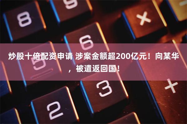 炒股十倍配资申请 涉案金额超200亿元！向某华，被遣返回国！